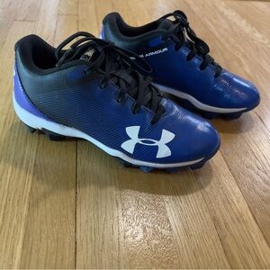 Under Armour Cleats, Youth Sz 13 Kids, Black & Blue, Soccer Football Baseball